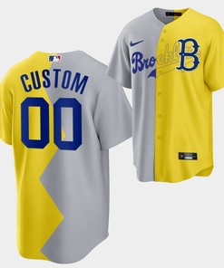 Brooklyn Dodgers Custom 2022-23 All-Star Celebrity Softball Game 00 Gray Yellow Jersey - Robokeg