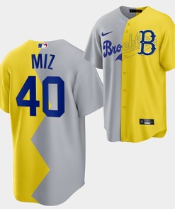 Brooklyn Dodgers The Miz 2022-23 All-Star Celebrity Softball Game 40 Gray Yellow MVP Jersey - Robokeg