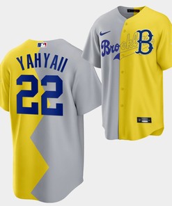 Brooklyn Dodgers Yahya Abdul-Mateen II 2022-23 All-Star Celebrity Softball Game 22 Gray Yellow YahyaII Jersey - Robokeg