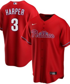 Bryce Harper 3 Philadelphia Phillies Alternate Player Men Jersey - Red Jersey - Robokeg