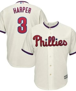 Bryce Harper Philadelphia Phillies Alternate Official Cool Base Player Jersey - Cream - Robokeg