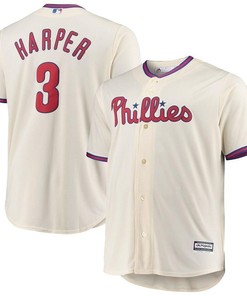 Bryce Harper Philadelphia Phillies Big And Tall Alternate Cool Base Player Jersey - Cream - Robokeg