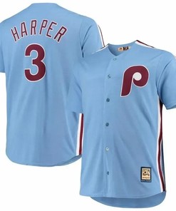 Bryce Harper Philadelphia Phillies Big And Tall Alternate Cool Base Player Jersey - Light Blue - Robokeg