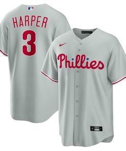 Bryce Harper Philadelphia Phillies Road Replica Player Name Jersey Gray Mlb - Robokeg