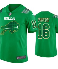 Buffalo Bills #16 Robert Foster Kelly Green St. Patricks Day Jersey - Men - Robokeg