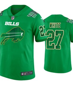 Buffalo Bills #27 Tredavious White Kelly Green St. Patricks Day Jersey - Men - Robokeg
