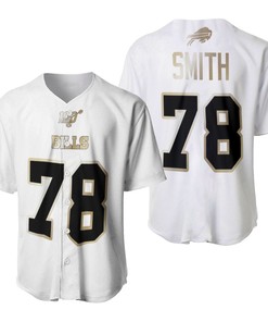 Buffalo Bills Bruce Smith #78 Nfl White 100th Season Golden Brandedition Jersey Style Gift For Bills Fans Baseball Jersey - Robokeg