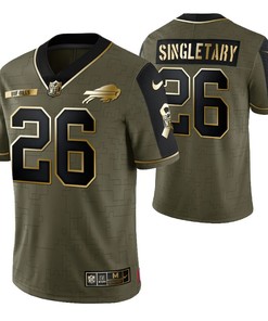 Buffalo Bills Devin Singletary 26 2021 Nfl Golden Brandedition Olive Jersey Gift For Bills Fans - Robokeg