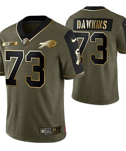 Buffalo Bills Dion Dawkins 73 2021 Nfl Golden Brandedition Olive Jersey Gift For Bills Fans - Robokeg