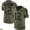 Buffalo Bills Jim Kelly 12 Nfl Olive 2021 Salute To Service Retired Player Men Jersey For Bills Fans - Robokeg