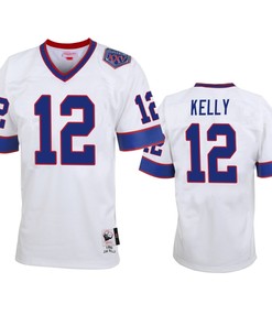 Buffalo Bills Jim Kelly White Vintage Replica Retired Player Jersey - Men - Robokeg