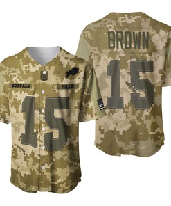 Buffalo Bills John Brown #15 Great Player Nfl American Football Team Logo Camouflage 3d Designed Allover Gift For Bills Fans Baseball Jersey - Robokeg