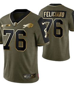 Buffalo Bills Jon Feliciano 76 2021 Nfl Golden Brandedition Olive Jersey Gift For Bills Fans - Robokeg