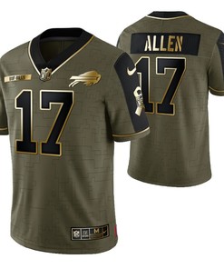 Buffalo Bills Josh Allen 17 2021 Nfl Golden Brandedition Olive Jersey Gift For Bills Fans - Robokeg