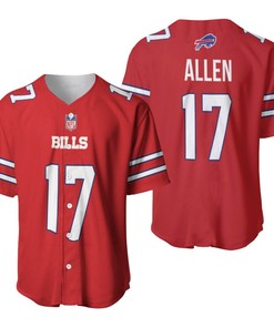 Buffalo Bills Josh Allen #17 Great Player Nfl American Football Red Color Rush Jersey Style Gift For Bills Fans Baseball Jersey - Robokeg