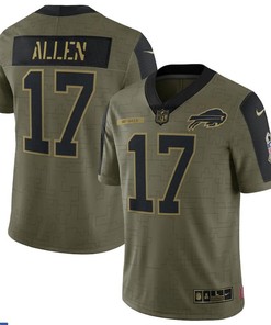 Buffalo Bills Josh Allen 17 Nfl Olive 2021 Salute To Service Limited Player Men Jersey For Bills Fans - Robokeg