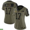 Buffalo Bills Josh Allen 17 Nfl Olive 2021 Salute To Service Retired Player Women Jersey For Bills Fans - Robokeg
