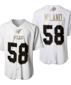 Buffalo Bills Matt Milano #58 Nfl White 100th Season Golden Brandedition Jersey Style Gift For Bills Fans Baseball Jersey - Robokeg