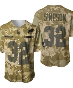 Buffalo Bills O J Simpson #32 Great Player Nfl American Football Team Logo Camouflage 3d Designed Allover Gift For Bills Fans Baseball Jersey - Robokeg