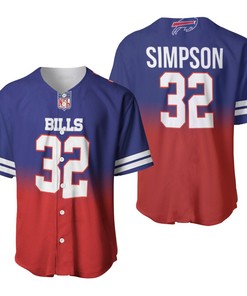 Buffalo Bills O J Simpson #32 Great Player Nfl American Football Team Royal Color Crash 3d Designed Allover Gift For Bills Fans Baseball Jersey - Robokeg
