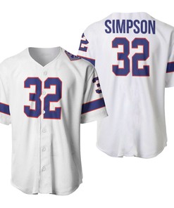 Buffalo Bills O J Simpson #32 Great Player Nfl American Football Team White Vintage 3d Designed Allover Gift For Bills Fans Baseball Jersey - Robokeg