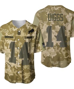 Buffalo Bills Stefon Diggs #14 Great Player Nfl American Football Team Logo Camouflage 3d Designed Allover Gift For Bills Fans Baseball Jersey - Robokeg
