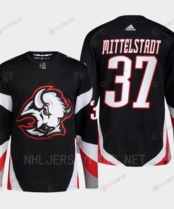 Buffalo Sabres 2022-23 Goathead Third Casey Mittelstadt 37 Black Primegreen Jersey Men's - Robokeg