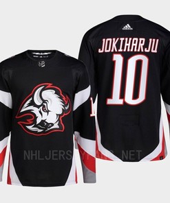 Buffalo Sabres 2022-23 Goathead Third Henri Jokiharju 10 Black Primegreen Jersey Men's - Robokeg