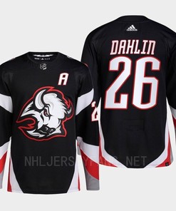 Buffalo Sabres 2022-23 Goathead Third Rasmus Dahlin 26 Black Primegreen Jersey Men's - Robokeg