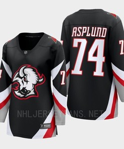 Buffalo Sabres Rasmus Asplund 74 Black Goathead Third Premier 2022-23 Jersey Women - Robokeg