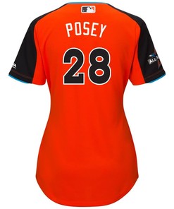 Buster Posey National League Majestic Womens 2017 Mlb All-star Game Home Run Derby Jersey - Orange - Robokeg