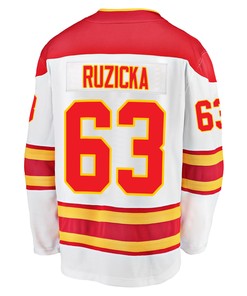 Calgary Flames Adam Ruzicka 63 Away 2022 Stanley Cup Champions Breakaway Men Jersey - White - Robokeg