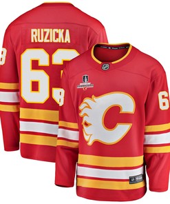 Calgary Flames Adam Ruzicka 63 Home 2022 Stanley Cup Champions Breakaway Men Jersey - Red - Robokeg