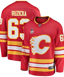 Calgary Flames Adam Ruzicka 63 Home 2022 Stanley Cup Final Breakaway Men Jersey - Red - Robokeg