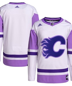 Calgary Flames Adidas Hockey Fights Cancer Primegreen Authentic Blank Practice Jersey - White/purple Nhl - Robokeg