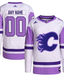 Calgary Flames Adidas Hockey Fights Cancer Primegreen Authentic Custom Jersey - White/purple Custom Jerseys Nhl - Robokeg