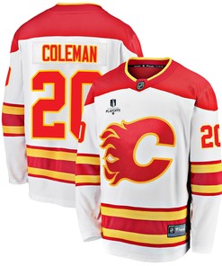 Calgary Flames Blake Coleman 20 Away 2022 Stanley Cup Playoffs Breakaway Men Jersey - White - Robokeg