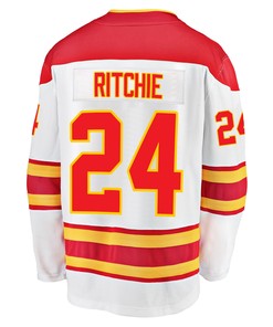 Calgary Flames Brett Ritchie 24 Away 2022 Stanley Cup Playoffs Breakaway Men Jersey - White - Robokeg