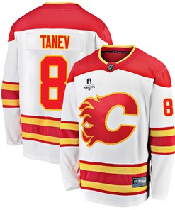 Calgary Flames Christopher Tanev 8 Away 2022 Stanley Cup Playoffs Breakaway Men Jersey - White - Robokeg