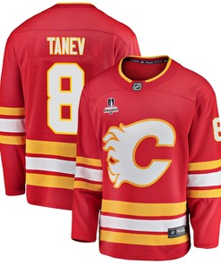 Calgary Flames Christopher Tanev 8 Home 2022 Stanley Cup Playoffs Breakaway Men Jersey - Red - Robokeg