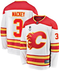 Calgary Flames Connor Mackey 3 Away 2022 Stanley Cup Final Breakaway Men Jersey - White - Robokeg