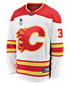 Calgary Flames Connor Mackey 3 Away 2022 Stanley Cup Final Breakaway Men Jersey - White - Robokeg