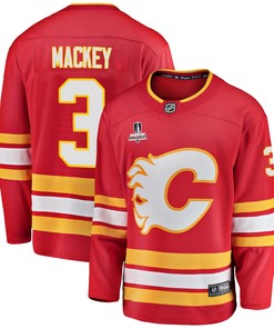Calgary Flames Connor Mackey 3 Home 2022 Stanley Cup Playoffs Breakaway Men Jersey - Red - Robokeg