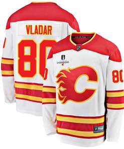 Calgary Flames Dan Vladar 80 Away 2022 Stanley Cup Champions Breakaway Men Jersey - White - Robokeg
