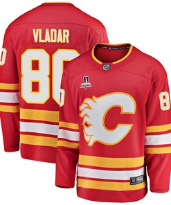 Calgary Flames Dan Vladar 80 Home 2022 Stanley Cup Playoffs Breakaway Men Jersey - Red - Robokeg