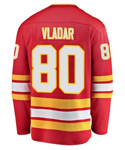 Calgary Flames Dan Vladar 80 Home 2022 Stanley Cup Playoffs Breakaway Men Jersey - Red - Robokeg