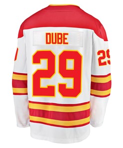 Calgary Flames Dillon Dube 29 Away 2022 Stanley Cup Champions Breakaway Men Jersey - White - Robokeg