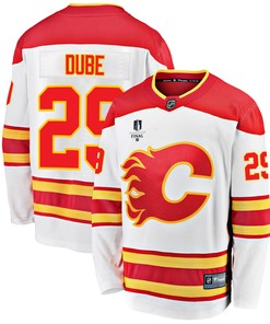 Calgary Flames Dillon Dube 29 Away 2022 Stanley Cup Final Breakaway Men Jersey - White - Robokeg
