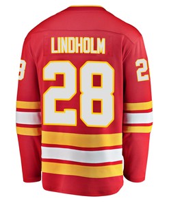 Calgary Flames Elias Lindholm 28 Home 2022 Stanley Cup Final Breakaway Men Jersey - Red - Robokeg