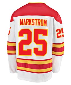 Calgary Flames Jacob Markstrom 25 Away 2022 Stanley Cup Final Breakaway Men Jersey - White - Robokeg